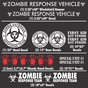 Zombie Outbreak Response Team 17 Piece White Vehicle Decal Set Kit Car Truck New - Picture 1 of 6