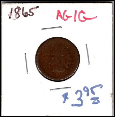 KAPPYS BARGIN COINS  S44 1865 INDIAN HEAD AG/G Cover