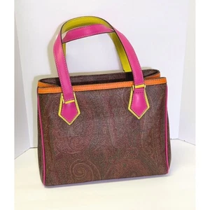 ETRO tote with multi colored handles EUC - Picture 1 of 12