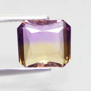 3.36 Ct Esteemed (9 x 8 mm) Emerald Cut Bolivia Top Bi-Color Ametrine Gemstones - Picture 1 of 7