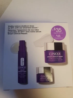 Clinique 3 Piezas REPARACIÓN CLÍNICA INTELIGENTE Piel Suministros Escolares Suave y Renovar Conjunto de Laboratorio Foto 1 de 4