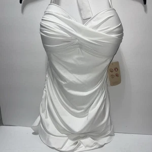 Tommy Bahama Pearl Wrap-Front White One-Piece Swimsuit EB1804 Size 10 Talle - Picture 1 of 9