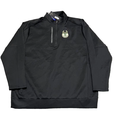 Pulôver Milwaukee Bucks Antigua 1/4 zíper preto masculino 3XL NBA jaqueta nova com etiquetas - Imagem 1 de 4