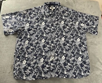 Camisa Joseph Abboud Para Hombres 3X GRANDE Azul Floral Mezcla de Lino Manga Corta Nueva con Etiquetas Foto 1 de 4