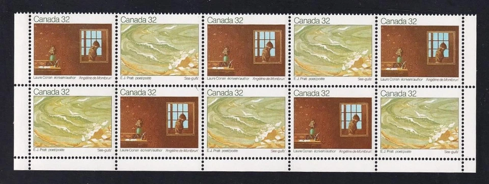 Canada 1983 Writers Conan and Pratt, MNH field stock pane of 10, sc#979a - Image 1 of 1