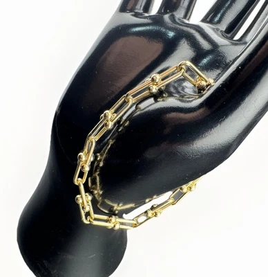 14K 黄金半实心 U-Link 硬质手链 5.90 毫米 5.1 克 尺寸 6.75 — 第 1/4 张图片