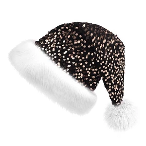 Sequin Santa Hat Christmas Hat for Men Women,Unisex Plush Xmas Holiday Hat wi... - Picture 1 of 7