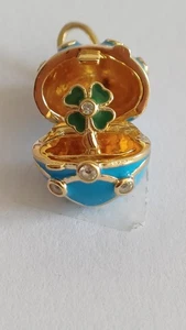 Blau emaillierter Glücksklee Anhänger.  Exquisites Weihnachtsgeschenk! - Bild 1 von 5