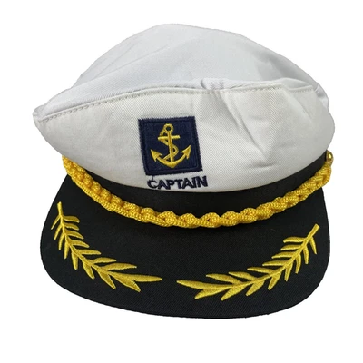 Gorra Captain Hat Snap Back Blanco Negro Dorado Bordado Disfraz Náutico Para Hombre Foto 1 de 4