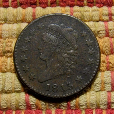 1813 CLASSIC HEAD LARGE CENT, F/VF  ~  SHARP ORIGINAL EXAMPLE, SCARCE THIS NICE - Image 1 of 4
