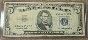 $5 SILVER CERTIFICATE DOLLAR BILL US BILL NOTE SERIES 1953 - Picture 1 of 3