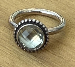 PANDORA Sterling Silver Green Topaz 925 ALE Ring Size 7.5 - Picture 1 of 3