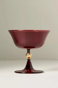 Anthropologie Catherine Martin Midnight Creatures Coupe Glass Red NEW - Picture 1 of 6