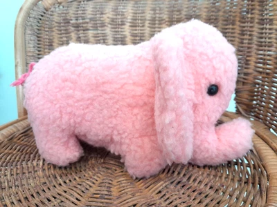Rare DAKIN PILLOW PETS 1980 ELEPHANT Plush Stuffed With Rattle ~ PINK - image 1 of 4
