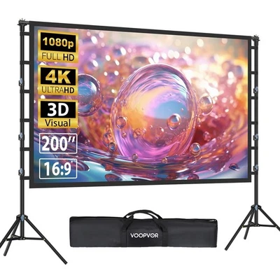 200 Inch Projector Screen with Stand: 16ft Portable Large Projection Screen a... - Image 1 of 4