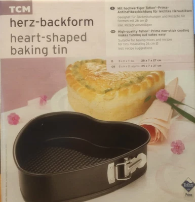 TCM Herz-Backform Heart - shaped baking tin & Rezepten Maße ca. 25 x 7 x 27 cm - Bild 1 von 2