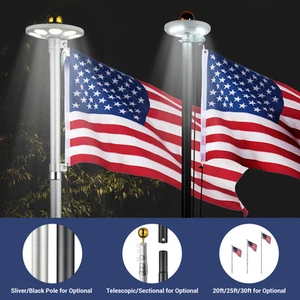 Apluschoice EZ GO Aluminum RV Flag Pole Kit with Solar Light for Camping - Picture 1 of 25