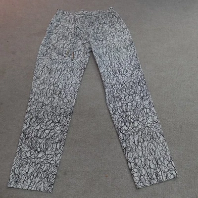 Pantalones DVF 2 Blanco Negro Pull On Geométrico 100% Seda Cordón Benett Foto 1 de 4