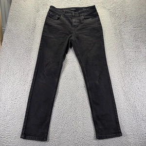 Kenneth Cole Jeans Mens 32x32 Black Dark Wash Cotton Stretch Tapered Fit Denim - Picture 1 of 12