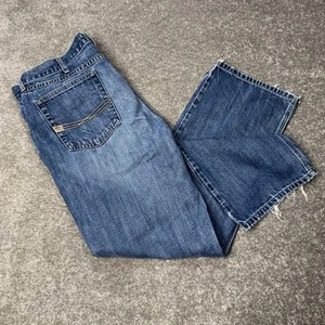 Pantalones de mezclilla Ariat M4 tiro bajo corte bootcut para hombre 36x32 lavado oscuro calce relajado desgastados - Imagen 1 de 15