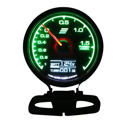 Car Turbo Boost Gauge 2.5'' 62mm Multi LCD Digital Display Racing Meter 7 Colors - Image 1 of 4