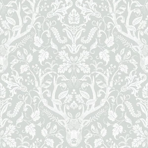 Chesapeake by Brewster 3118-12702 Birch & Sparrow Kiwassa Grey Antler Damask - Picture 1 of 3