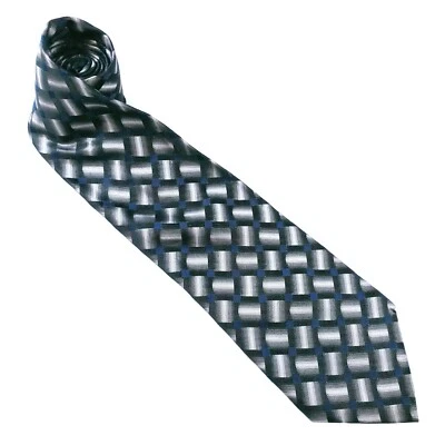 Corbata Joseph & Feiss Hombre 100% Seda Azul Gris Geométrica 60 x 4 - Nueva sin Etiquetas Foto 1 de 4