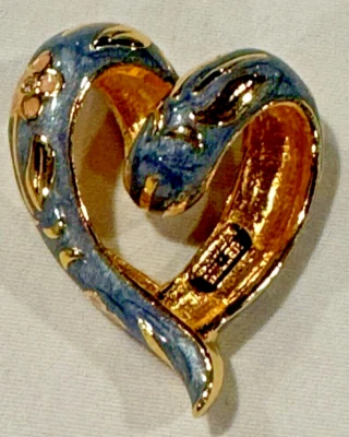 Кулон в форме сердца эмаль клуазоне синий цветочный Nolan Miller - Изображение 1 из 4