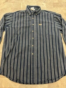 Carhartt Men’s Vintage Rugged Outdoor Wear Button Down Shirt Striped in Blue XL - Picture 1 of 11