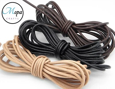 MOPA CRAFTS Round Leather Cord 100% Real 1, 2, 3mm for Jewellery Craft
