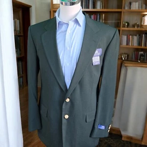 Vintage Nwt Stafford Green Blazer 44L Gold Buttons Worsted Made In USA - Picture 1 of 22
