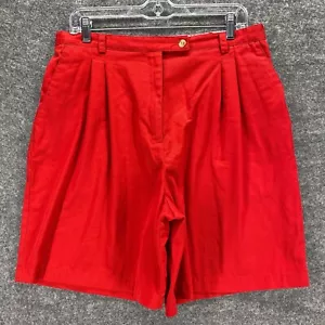 Karen Scott Shorts Women 16 Plus Red Flat Front Gathered Elastic Waist High Rise - Picture 1 of 8