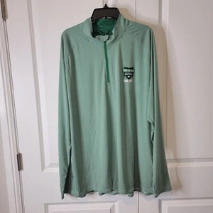 LevelWear Mens Sz 2XL 1/4 Zip Orion Dallas Stars Long Sleeve Green Stripe Shirt - Picture 1 of 11