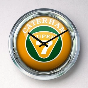 CATERHAM Wanduhr Edelstahl lautlos Quarz Mann Höhle Garage Schuppen Super 7 - Bild 1 von 12