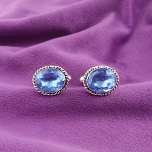 Sterling Silver Natural Tanzanite Blue December Birthday Grooms Luxury Cufflinks - Picture 1 of 6