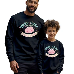 Mens Kids Brain Take Care Mental Health Awareness Sweatshirt Jumper Anxiety#MHA - Picture 1 of 29