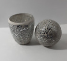 Mosaic Silver Glass Candle Tea Light Holder & Mosaic Friendship Ball Home Decor