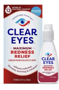 Clear Eyes Maximum Redness Relief Gouttes Oculaires, Soulagement des Yeux rouges - Picture 1 of 1