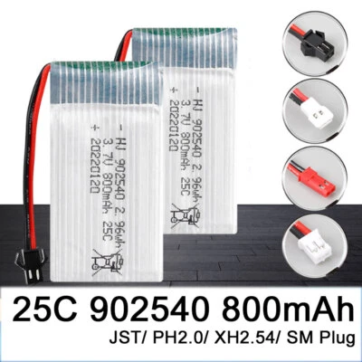 800mAh 25C 902540 3.7V LiPo Battery + USB Charger Drone JST/SM Plug For Syma - Image 1 of 4