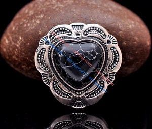 10X Silver Flower Carved Heart Black Bead Saddles Conchos For Belt Leathercraft - Picture 1 of 10