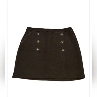 Minifalda Casa Blanca Mercado Negro 12 Bota Botón Tweed Negra Tejida Dinero Antiguo Foto 1 de 4