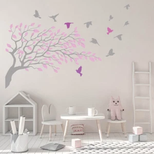 Rose Pink & Grey Tree Branch Wall Sticker WS-47675 - Picture 1 of 12