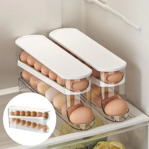 Double Layer Rolling Egg Dispenser Egg Holder Large Capacity Fridge Storage - Picture 1 of 26
