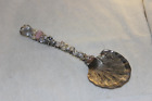 Vintage And Wire Bejeweled Silverplate 9 1 2 Scallop Shell Serving Spoon