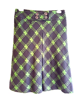 Falda plisada Grace Elements negra y verde con patrón de diamantes hasta la rodilla 8 Foto 1 de 3