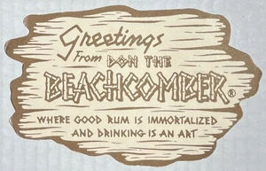 Tarjeta de felicitación troquelada Don the Beachcomber Tiki Bar años 40 ron cóctel efímero - Imagen 1 de 4