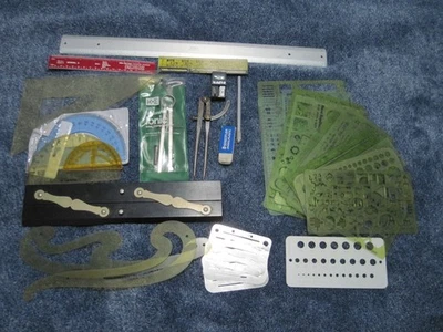 VTG Drafting Lot Templates Instruments Stencils Pickett Berol Rapidesign 37 Pc - Image 1 of 4