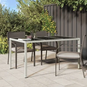 Mesa Jardín Vidrio Templado Ratán Sintético 150x90x75 cm Blanco Patio vidaXL - Imagen 1 de 6