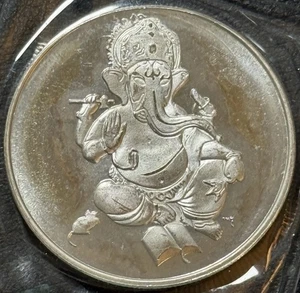 1 Oz .999 Fine Silver Buddha Elephant India Religious God Silver Art Round!! - Picture 1 of 2