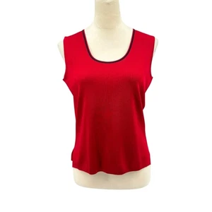 Ming Wang S Red Knit Black Trim Camisole Layering Tank Sleeveless Top - Picture 1 of 9